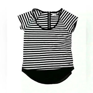 Guess black & white striped  shirt w/sheer bottom detail‎ Size Small